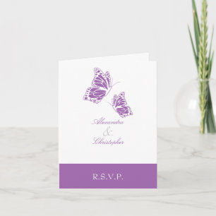 Convite Simple Violet Butterfly RSVP Note
