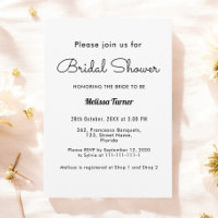 Convite Simples Chá de panela Branco Preto