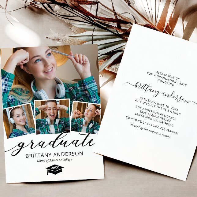 Convite Simples de 4 Fotos para Festa de Formatura (Criador carregado)