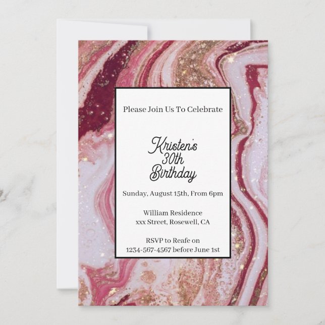 Convite Simples de Aniversário Vermelho (Frente)