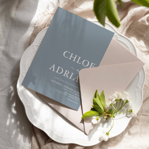 Convite Simples de Casamento Azul com Dusty