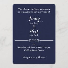 Convite Simples De Casamento Azul De Design De Cor