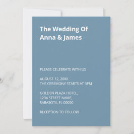 Convite Simples De Casamento Azul De Dusty