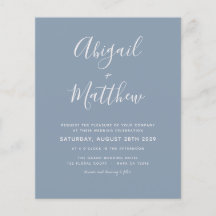 Convite Simples De Casamento Azul De Orçamento