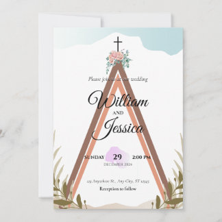 Convite Simples de Casamento Boho Personalizado