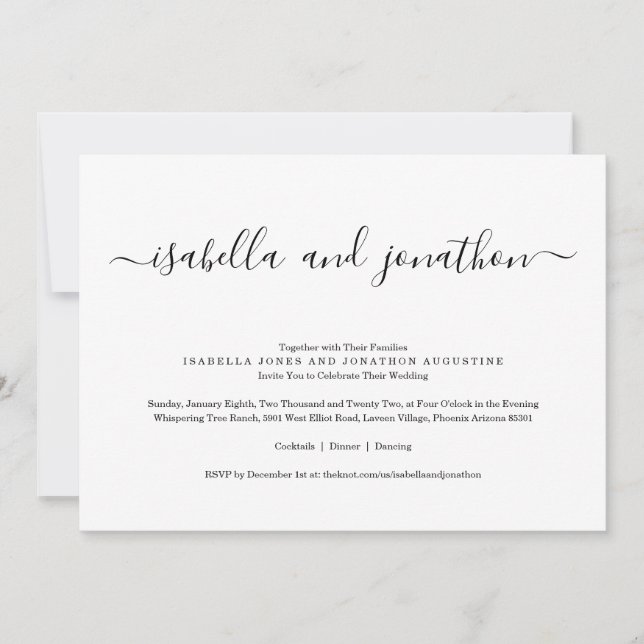 Convite Simples de Casamento com RSVP (Frente)