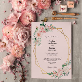 Convite Simples De Casamento Cor-De-Rosa Blush