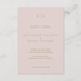 Convite Simples De Casamento De Beige Rosa Rosa