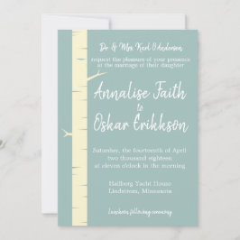 Convite Simples De Casamento De Birch Azul