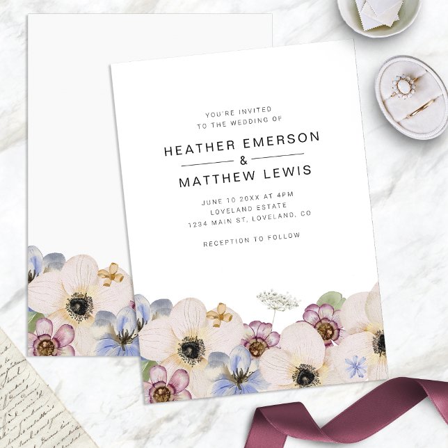 Convite Simples De Casamento De Boho Floral (Simple Floral Watercolor Boho Wedding Invitation by Painted Paperie
)