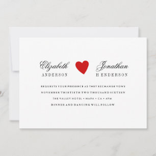 Convite Simples de Casamento de Caligrafia Vermelh