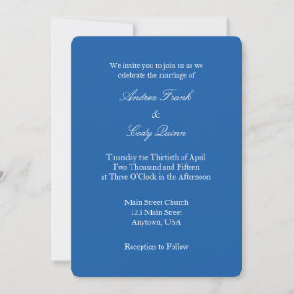 Convite Simples De Casamento De Casa Real Azul