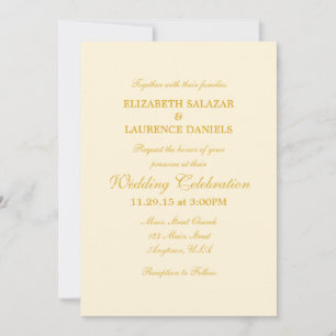 Convite Simples De Casamento De Cream Ivory Dourad