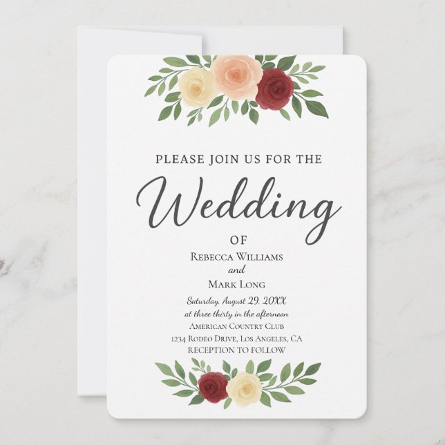 Convite Simples De Casamento De Fotografias De Sob (Frente)