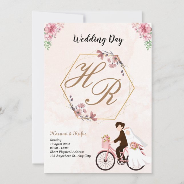 Convite Simples de Casamento de Fotografias Pretas (Frente)