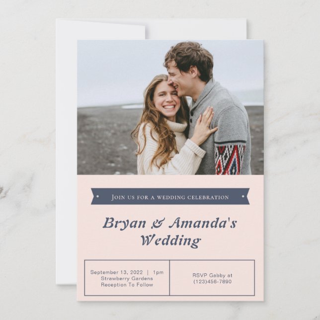 Convite Simples De Casamento De Fotos (Frente)