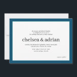 Convite Simples de Casamento de Fronteira Azul de<br><div class="desc">Faça uma declaração de elegância subestimada com este simples design de convite de casamento baseado em texto, com uma fronteira náutica de azul marinho e turquesa em branco. Use a opção de personalização para mudar todas as cores para se adequar ao seu tema de casamento, você pode até adicionar uma...</div>