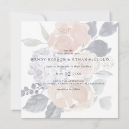 Convite Simples De Casamento De Quadrado Floral Ru