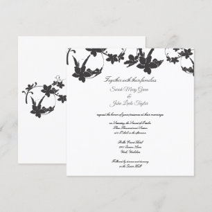 Convite Simples De Casamento De Silhuette De Flor 