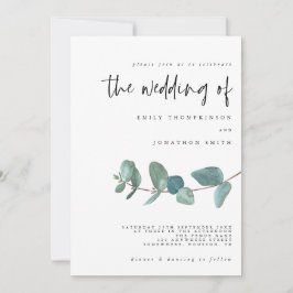 Convite Simples De Casamento De Teal Eucalyptus