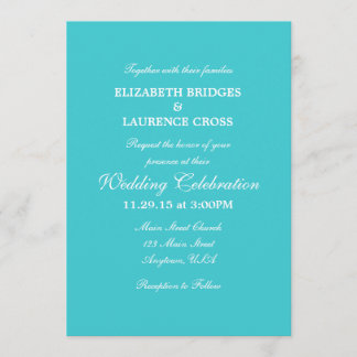 Convite Simples De Casamento De Turquesa