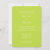Convite Simples De Casamento De verde limão Branco