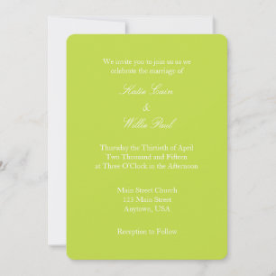Convite Simples De Casamento De verde limão Branco
