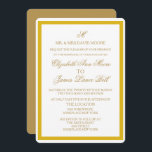 Convite Simples de Casamento Dourado e Branco<br><div class="desc">Simples Cartão de Convite para Casamento Dourado e Branco projetado pelo nadil2. Personalize com seu monograma e adicione todas as informações de casamento no cartão usando os prompts do menu "Personalizar" do Zazzle. Vem com vazio envelope branco. Uma design simples e elegante para um convite de casamento clássico e tradicional....</div>