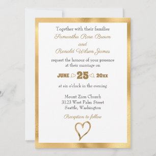 Convite Simples de Casamento Dourado Faux