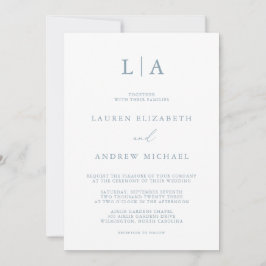 Convite Simples De Casamento Elegante Dusty Blue