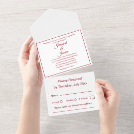 Convite Simples de Casamento em Burgundy e Branco 