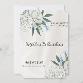 Convite Simples De Casamento Floral De Beige