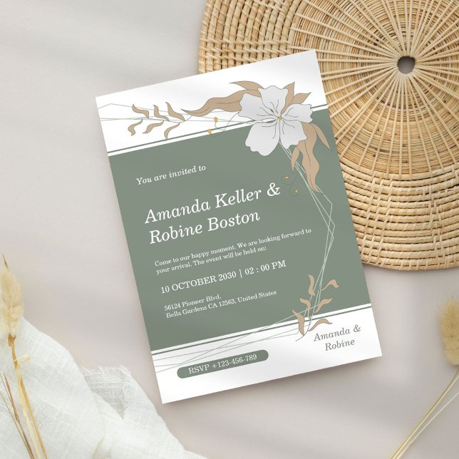 Convite Simples De Casamento Floral Elegante (Criador carregado)