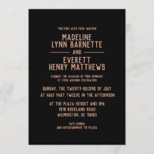 Convite Simples de Casamento Moderno e Rosa Dourad