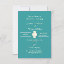 Convite Simples De Casamento Personalizado De Teal