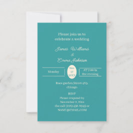 Convite Simples De Casamento Personalizado De Teal