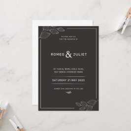 Convite Simples de Casamento Preto e Branco Modern