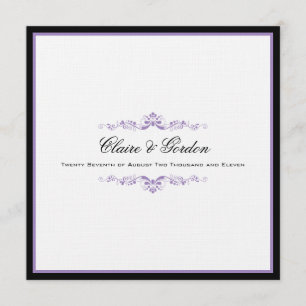 Convite Simples de Casamento Preto e Roxo Clássic