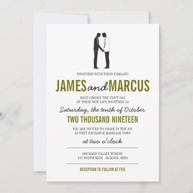 Convite Simples De Casamento Silhouettes (Frente)