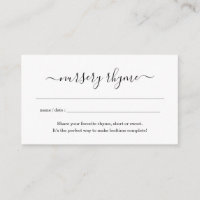 Convite Simples de Chás de Bebê com Rimas Infantis