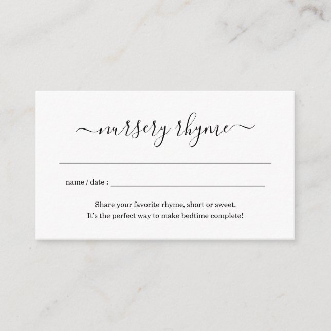 Convite Simples de Chás de Bebê com Rimas Infantis (Frente)