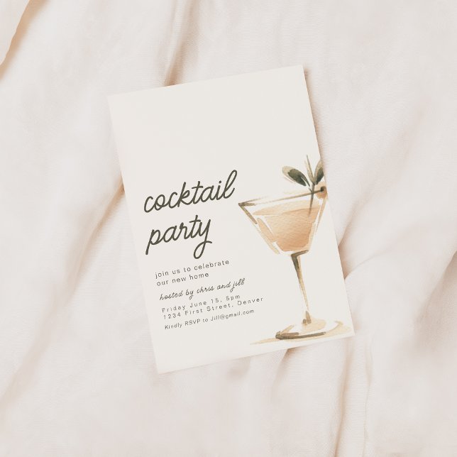 Convite Simples de Festa de Cocktail com Bebida (Criador carregado)