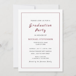 Convite Simples de Festa de Formatura Branco Perso