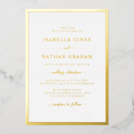 Convite Simples De Foil De Casamento Dourado Elega