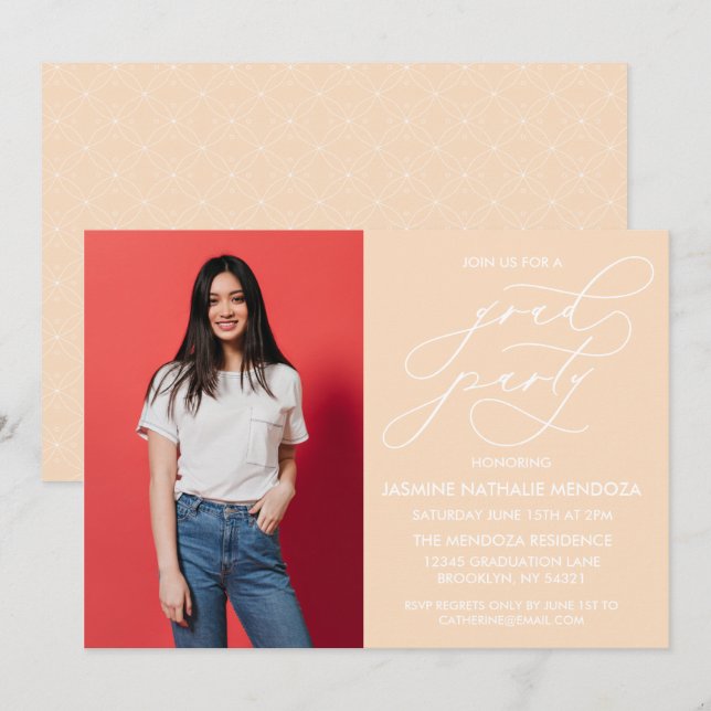 CONVITE SIMPLES DE GRADUAÇÃO DE CALLIGRÁFICO WHIMS (Frente/Verso)