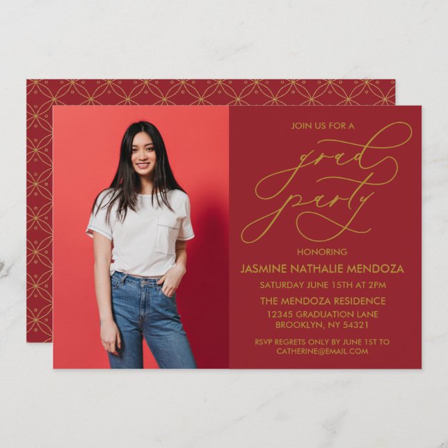 CONVITE SIMPLES DE GRADUAÇÃO DE CALLIGRÁFICO WHIMS (Frente/Verso)