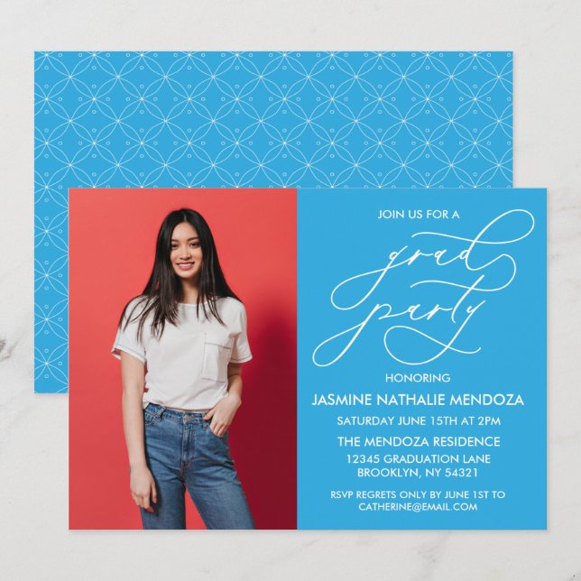 CONVITE SIMPLES DE GRADUAÇÃO DE CALLIGRÁFICO WHIMS (Frente/Verso)