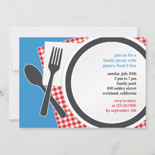 Convite Simples do Partido de Saída do Picnic (Frente)