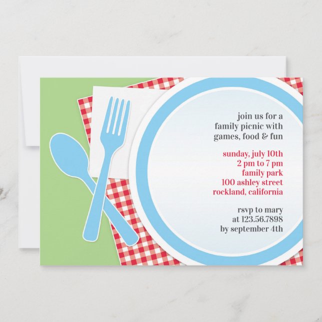 Convite Simples do Partido de Saída do Picnic (Frente)
