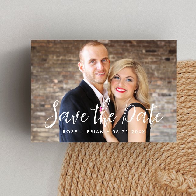 Convite Simples e Elegante de Foto para Salvar a D (Simple elegant photo save the date invitation shares your love story with timeless charm.)